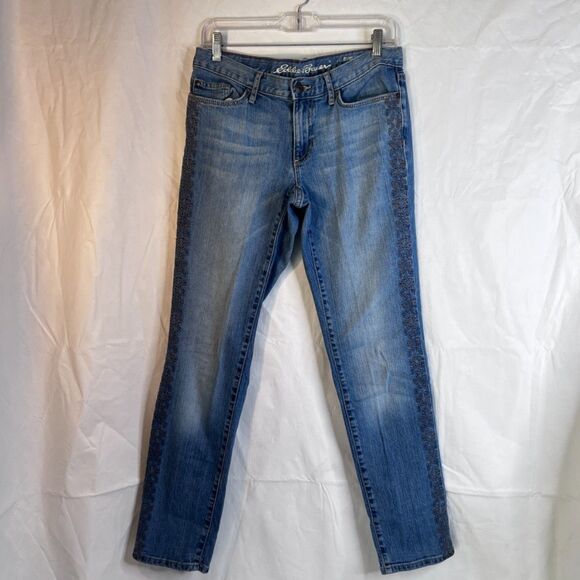 Eddie Bauer Embroidered Sides Denim Blue Jeans Size 2 Vintage Ankle Jeans - Picture 8 of 8